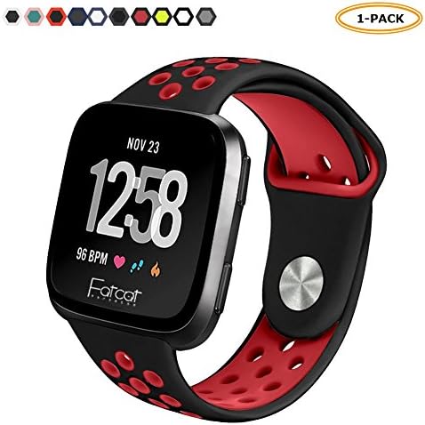 FatcatBand Fitbit Versa Strap Bands, Easy Adjust Breathable with Ventilation Holes Soft Silicone Sport Replacement Accessory Bracelet Straps for Fitbit Versa Fitness Activity Wristband