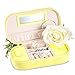 Vlando Travel Tassel Jewelry Box Organizer - Woman Girls Faux Leather Jewelries Storage Holder for Necklaces Earrings Rings, Yellow