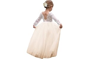 TOPMAKER Girl Toddler Full-Length Straight Tulle Tutu Lace Back Party Flower Girl Dress