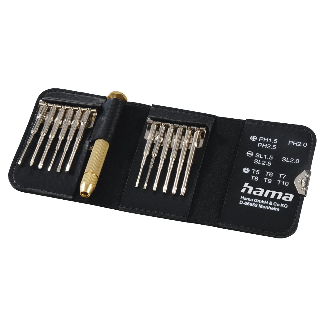 Hama | 13-Piece Mini Screwdriver Kit | Magnetizable, Torque, Slot, Cross-Slot | for Clocks, Glasses, Model Building, Mobile Phone, PC, Laptops