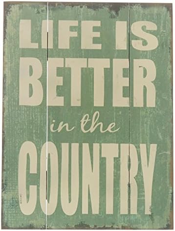 Barnyard Designs Life Is Better In The Country Wood Plaque Primitive Country Farmhouse Home Decor Sign 16" X 12"