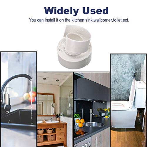 Caulk Strip PE Self-Adhesive Waterproof Sealing Tape Decorative Sealant Trim for Kitchen Bathroom Tub Shower Floor Wall Edge Protector- (White, 131.8x1.5 Inches) - Thumbnail 6