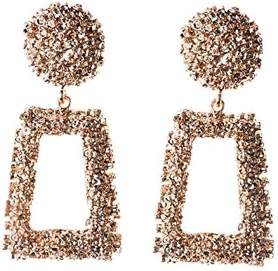 Square Rose Gold Drop Elegant Hoop Silver Dangle Earrings Set Accessory for Woman Vintage Long Earings Stud Jewelry for Lady Girls