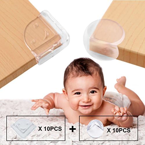 Baby Proofing Corner Protectors, Baby Safety Edge Corner Guards, Child Safety Clear Corner Guards, Tables, Furniture &amp; Sharp Corners by Bagvhandbagro [10Ball Shape+10L Shape]