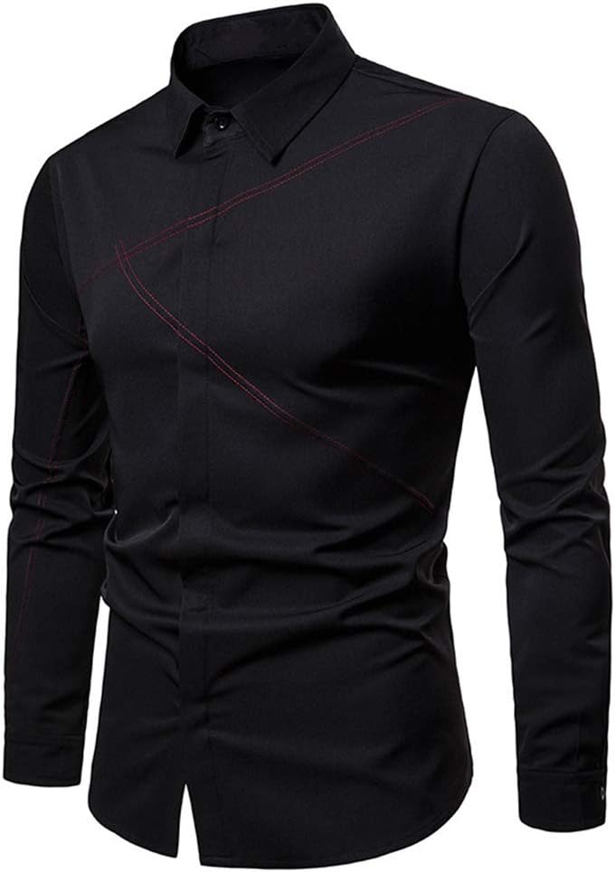 Gamlifing Long Sleeves Regular Fit Mens Casual Classical Button Down Collar Shirts Tops Men's Shirts Slim Fit Casual Formal Shirt Basic Plain Dress Office Shirts for Men Jackets Coats