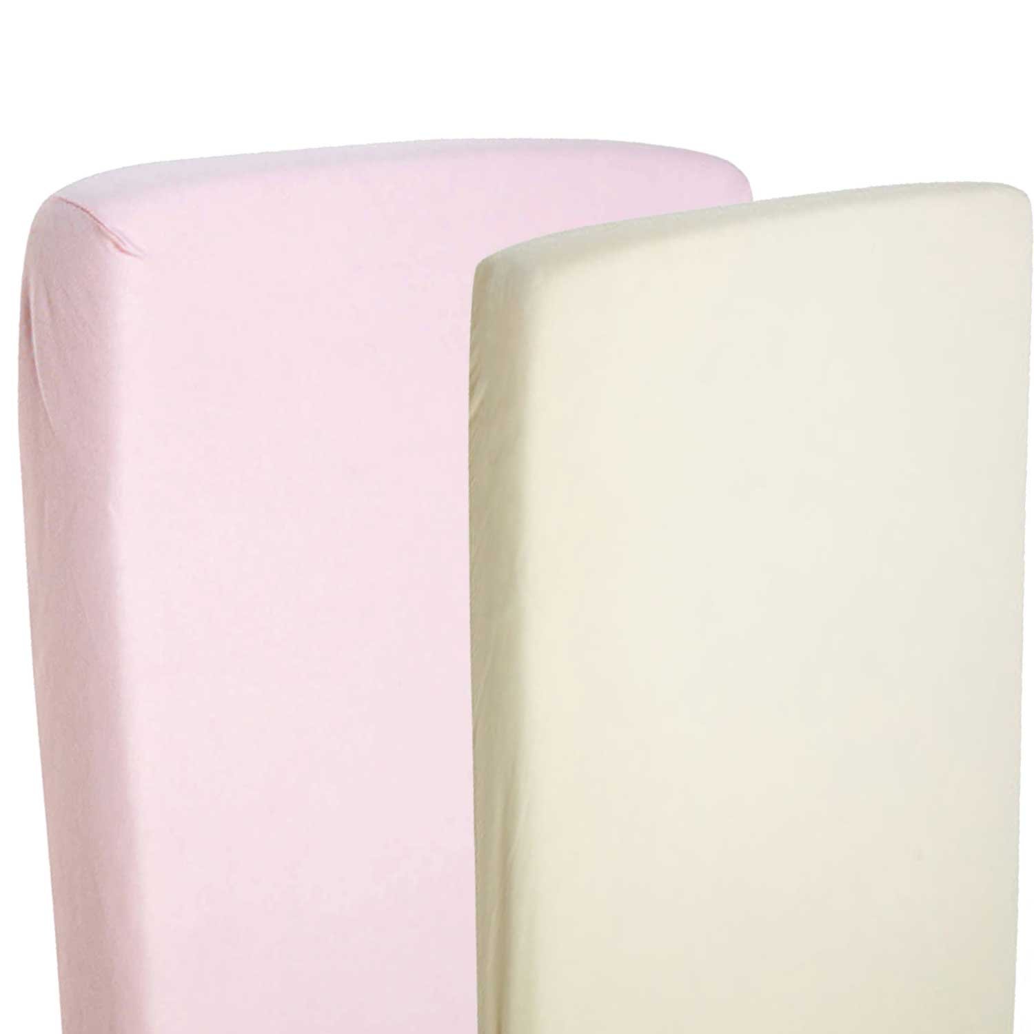 4X Fitted Sheets Compatible with Chicco Next 2 Me 100% Cotton- Pink/Cream — image 1