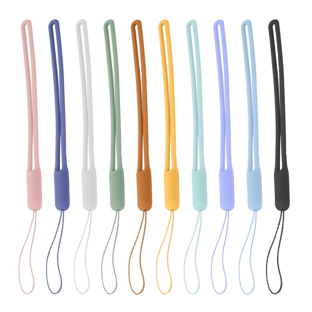 XINGSUI 10Pcs Silicone Sling, Silicone Wrist Lanyard, Color Lanyard, For Mobile Phones, USB Flash Drives, Keychains, Mp3, Mp4, Mini Cameras