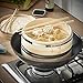 VonShef Premium 2 Tier Bamboo Steamer with Stainless Steel Banding Includes 2 Pairs of Chopsticks and 50 Wax Steamer Liners, Perfect For Steaming Dim Sum Dumplings Buns Vegetables Fish Rice, 10 Inches