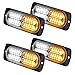 ASPL 4pcs 24-LED Surface Mount Grille Flashing Strobe Lights, Super Bright Mini LED Light-Head Emergency Hazard Warning lights for Construction Vehicle, SUV, Tow Truck Van (Amber/White)
