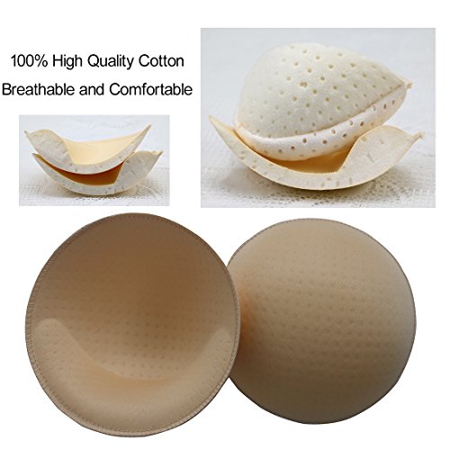 Sport Bra Inserts Breathable Bra Cups 3 Pair 3 Color Black White Beige 6 PCS Round B/C - Thumbnail 2