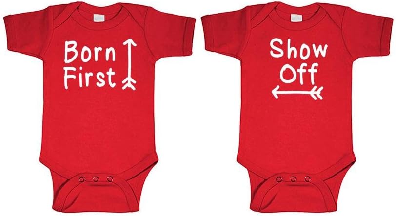 Born First - Show Off! - Twins Siblings - Two Infant Bodysuit Combo