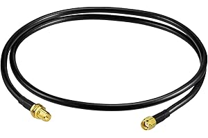 Eightwood RP-SMA Male to RP-SMA Female Bulkhead ALSR240 Cable Low Loss 3 Feet for WiFi Antenna, Wireless Router, PCIe Network Card, Security IP Camera