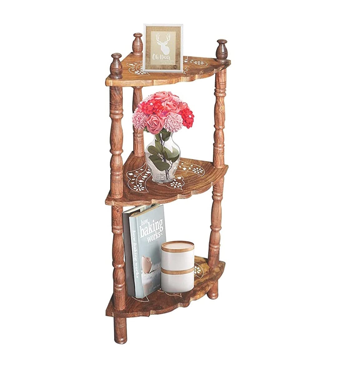 SHAPAR Goods SHEESHAM Wood 3 Shelf Corner Rack/ Wooden SHEESHAM Corner