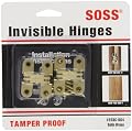 SOSS Mortise Mount Invisible Hinges with 4 Holes, Zinc, Satin Brass Finish, 1-3/4" Leaf Height, 1/2" Leaf Width, 23/32" Leaf Thickness, #6 x 1" Screw Size (1 Pair)