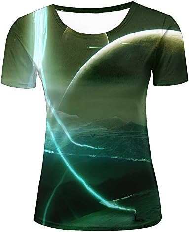 Men Casual 3D Print Hazy Planets Green Mountains Short Sleeve Summer T-Shirts Fashion Graphic Tees