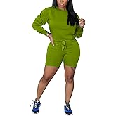 TOPSRANI Womens Two Piece Outfits Bodycon Tracksuit Sweatsuits Solid Jogger Biker Workout Lounge Long Sleeve Pant Sets