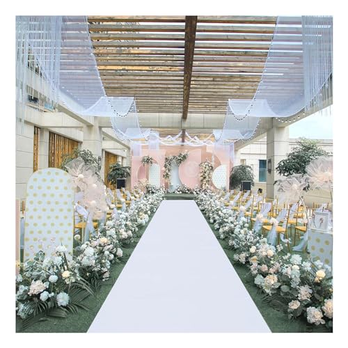 Gdmokle 1 x 10 m White Wedding Rug for Party Church Ceremony 2.5mm Thick Polyester Disposable Roll Carpet for Event