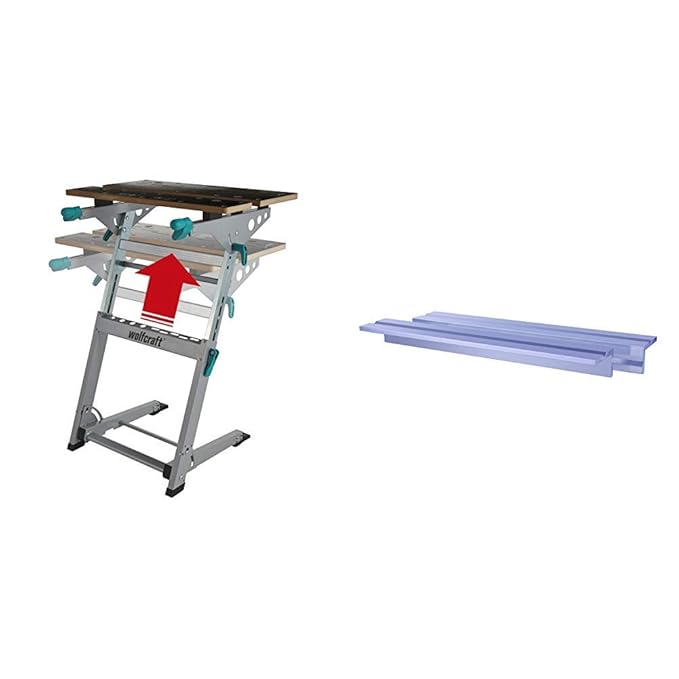 wolfcraft MASTER 700 Spann- und Maschinentisch 6908000 - höhenverstellbar | Standsicherer Werktisch & 6171000 Schraubstockbac