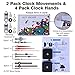 EMOON 2 Pack Wall Clock Movement Mechanism with 4 Pack Clock Hands, Silent Sweep Quartz Clock Motor Kit, for Clock Repair DIY Replacement, Custom Clock (Shaft Length 3/4 in)
