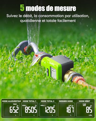 RAINPOINT Bluetooth Smart Water Meter Water Meter with Brass Inputs Tank Monitor for Motorhome Accurate Water Consumption ±5% for Garden and Watering