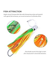 DAOUD Juego de 6 3 Señuelos de pesca Señuelos de arrastre de agua salada para atún Marlin Dolphin Mahi Wahoo y Durado, incluidos señuelos de pesca Big Rigged de 9 pulgadas incluidos y bolsa de malla gratuita
