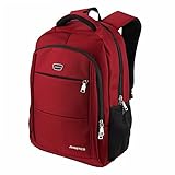 Laptop Backpack for School Travel Business Multipurpose Use, Water Resistant Polyester Fabric 18 Inch Backpack Red