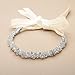 Mariell Crystal Cluster Bridal Wedding Headband Hair Vine with Ivory Ribbons
