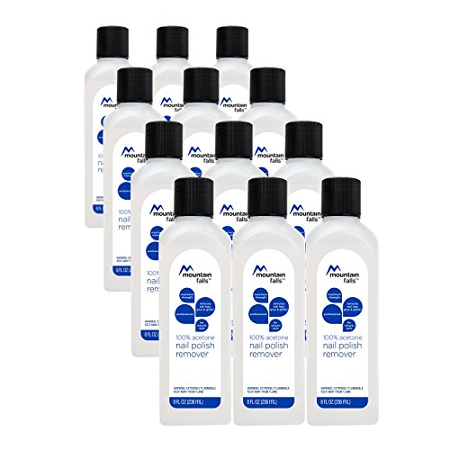 Mountain Falls 100% Acetone Nail Polish Remover for Natural Nails, Maximum Strength, 8 Fluid Ounce (Pack of 12)