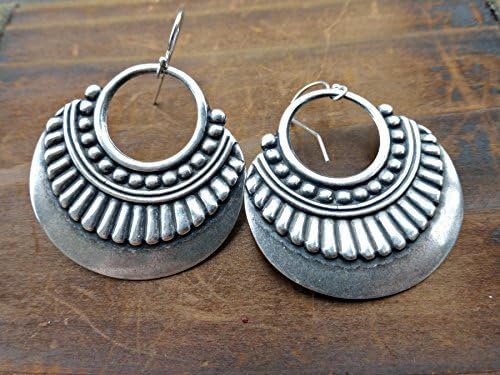 Silver metal hoops with Sterling silver ear wires. Boho, Bohemian, indie, tribal jewelry. Handmade jewelry, jewellery. Fashion, accessories.