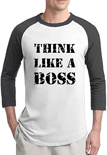 Nacustom Men's Think Like A Boss Baseball Long Sleeve T-Shirt M Black