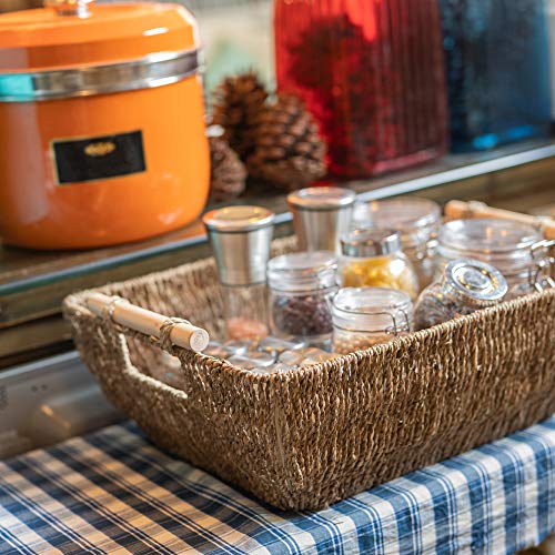 StorageWorks HandWoven Jumbo Storage Baskets with Wooden Handles