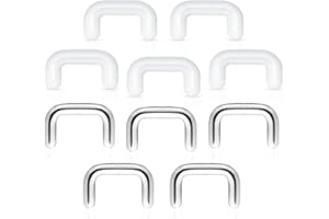 Set of 10 Septum Ring Retainers in 316L Stainless Steel and Clear Acrylic