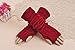 Womens Crochet Knit Fingerless Arm Warmers With Thumb Hole Super Long Winter Cold Weather Gloves Mittens (Wine Red)
