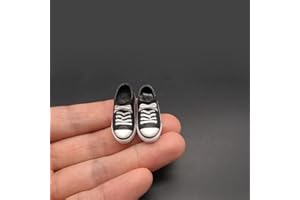 nyyuqi 1/12 Scale SHF Low-top Canvas Shoes Hollow for 6" Male Action Figure Body Custom (Black+White)