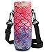 RICHEN Neoprene Water Bottle Carrier Bag with Adjustable Shoulder Strap, Insulated for 750ml/24oz Stainless Steel/Glass/Plastic Bottles (Mermaid Scale, 750ml)