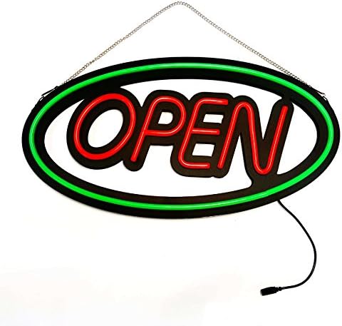 MaxLit 24'' X 12' New Large LED Tube Neon Sign - OPEN - RED/GREEN 3