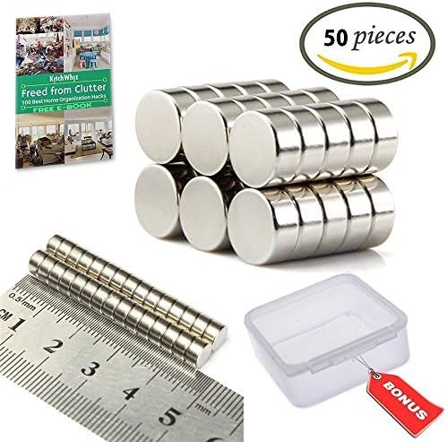 Pack of 50 Premium Brushed Nickel Pawn Style Fridge Magnets 6mmx3mm, Perfect Magnetic Push Pins, Office Magnets, Dry Erase Board Magnetic pins, Refrigerator Magnets, Map Pins &amp; BONUS Storage Case