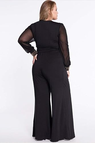 Cokar Womens Plus Size Jumpsuits Long Sleeve V-neck Casual Style