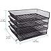 DESIGNA Stackable Metal Mesh Desk Trays 4 Tier File Document Letter Tray Desk Organizer Desktop Paper Tray Rack for Home Office School Stacking Supports - Black
