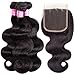 10A Brazilian Body Wave 100% Unprocessed Human Hair 3 Bundles With Closure(14 16 18+12,Three part Natural Color) Body Wave Brazilian Human Hair Bundles With Closure