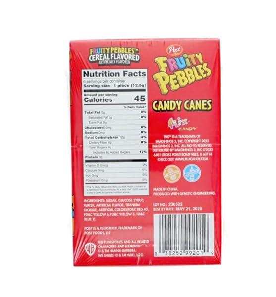 POST FRUITY PEBBLES, PEBBLES CEREAL CANDY CANES – 2.64OZ/6CT (3)
