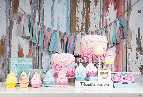 7x5ft Wood Wall Photo Background Colorful Cloth Cake Studio Backdrop for Children Birthday Photo Backdrops