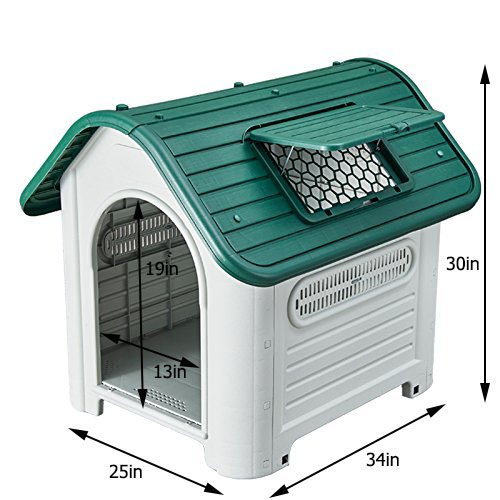 green plastic dog kennel