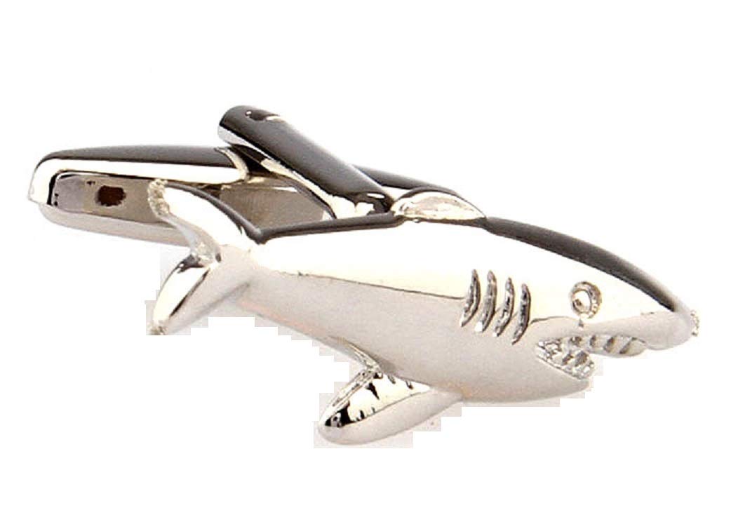 MRCUFF Shark Pair Mens Cufflinks Cufflink in a Presentation Gift Box Polishing Cloth