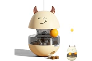 SIWWBW Cat Ball Toy & Treat Dispenser - Interactive Cat Puzzle Feeder - Yellow