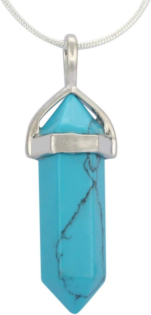 Natural Gemstone Pendant Necklace Healing Crystal Quartz Reiki Chakra Gem Stones 18 Inch Jewelry Women Girls Men Birthday Gifts