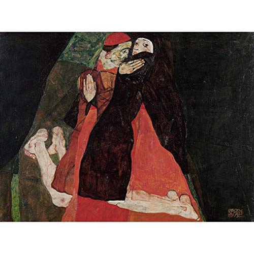 Egon Schiele Cardinal And Nun Caress Art Print Canvas Premium Wall Decor Poster Mural