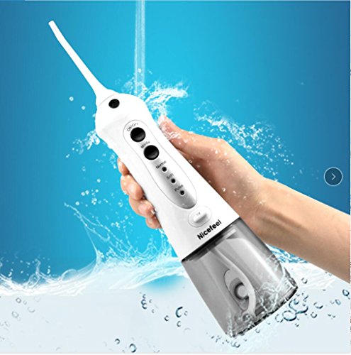 Cordless Water Flosser Oral Irrigator, Nicefeel IPX7 Waterproof Anti-leakage 3-Mode USB Rechargable Professinal Portable Water Dental Flosser with 4 Jet Tips for Braces and Teeth Whitening of Family - Thumbnail 2