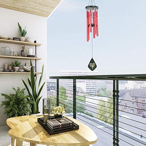 Lemecima Carillon éolien 31,6 Pouces Décor intérieur extérieur avec des Tons mélodiques apaisants Cloche réglable avec 6 Touches avec Mode muet, Rouge et Vert