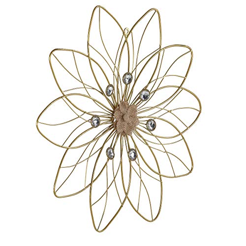 Lechesis 16" Gold Metal Flower Wall Art Decor With Acrylic Beads and